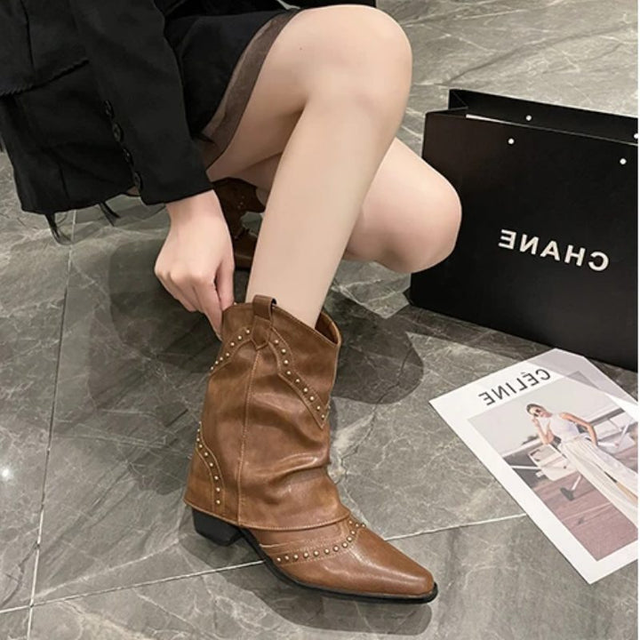 Angelica | Women's Studded Western Ankle Boots