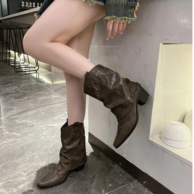 Angelica | Women's Studded Western Ankle Boots