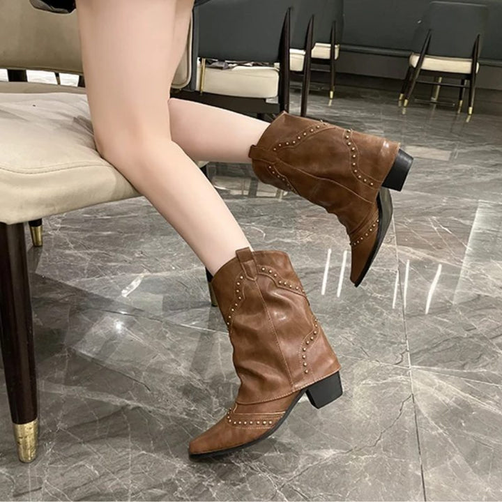 Angelica | Women's Studded Western Ankle Boots