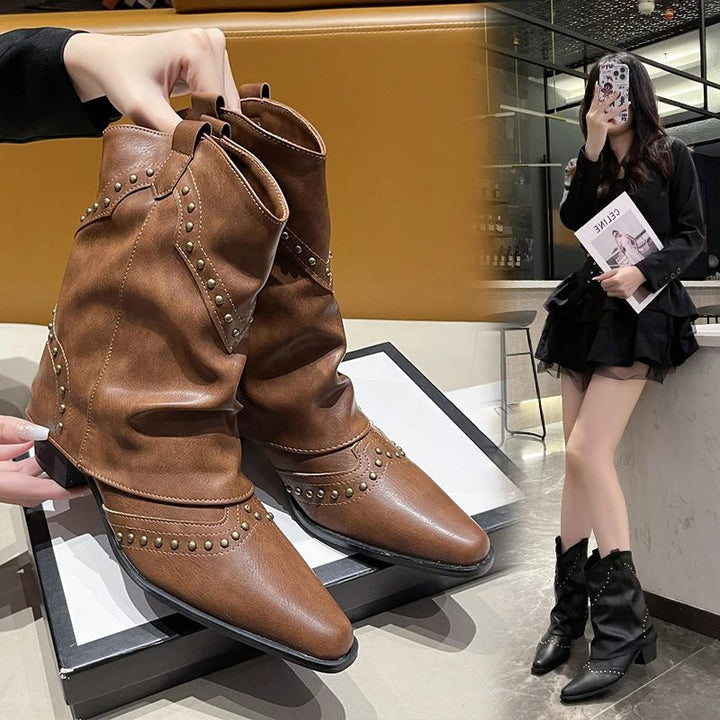 Angelica | Women's Studded Western Ankle Boots