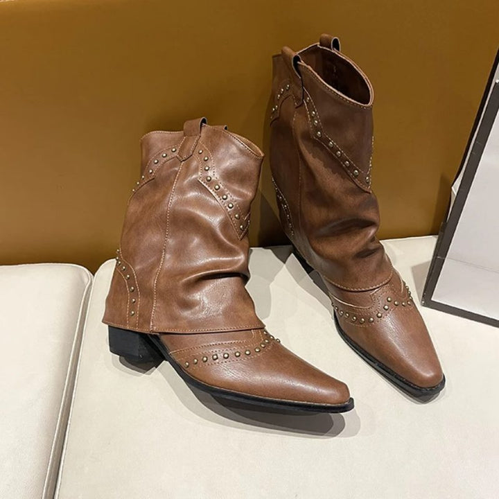 Angelica | Women's Studded Western Ankle Boots