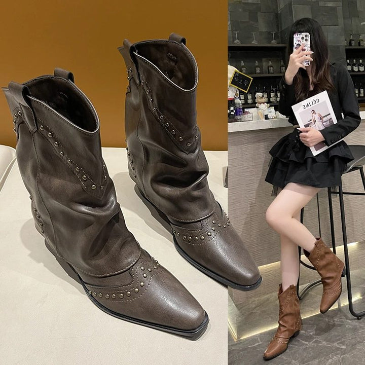 Yolanthe | Women's Western Ankle Boots with Studs