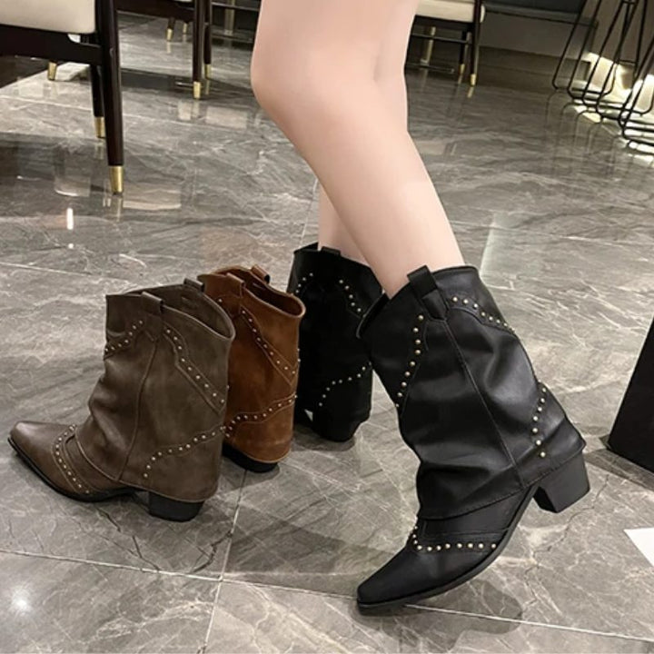 Angelica | Women's Studded Western Ankle Boots