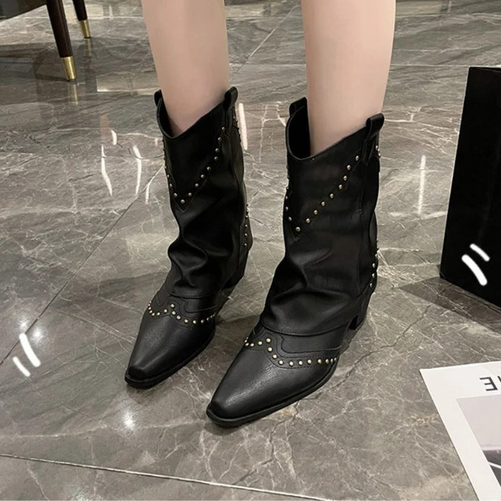Angelica | Women's Studded Western Ankle Boots