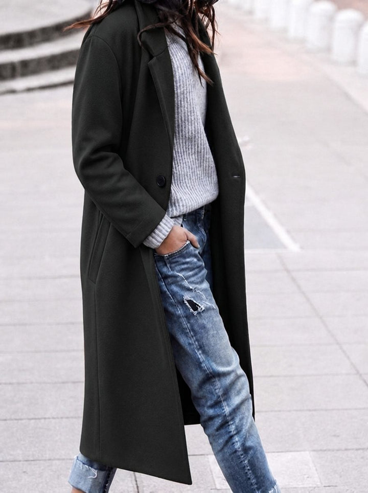 Angelika | Women's Oversized Longline Coat with Lapel Collar