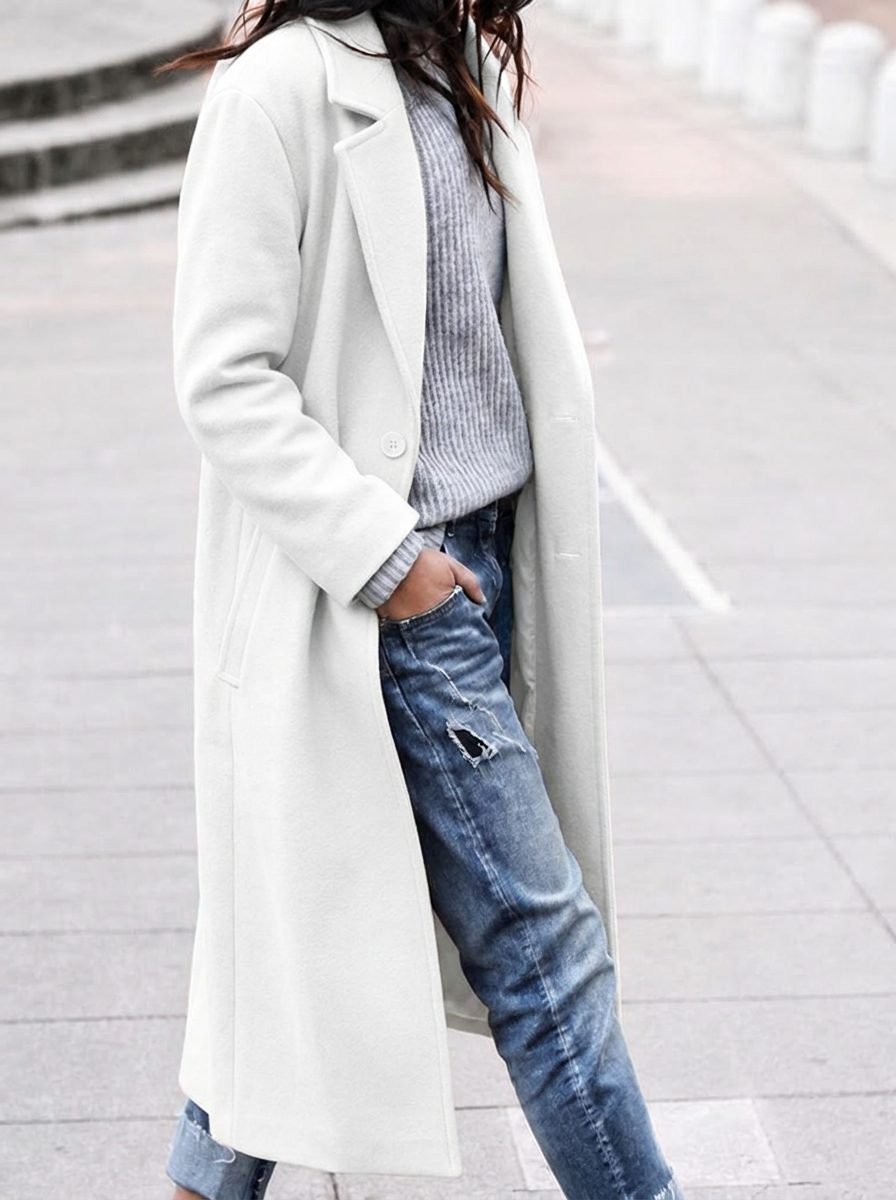 Angelika | Women's Oversized Longline Coat with Lapel Collar