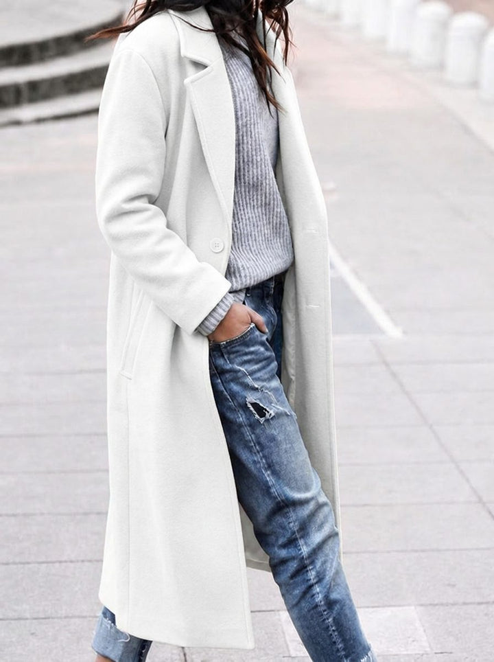 Angelika | Women's Oversized Longline Coat with Lapel Collar
