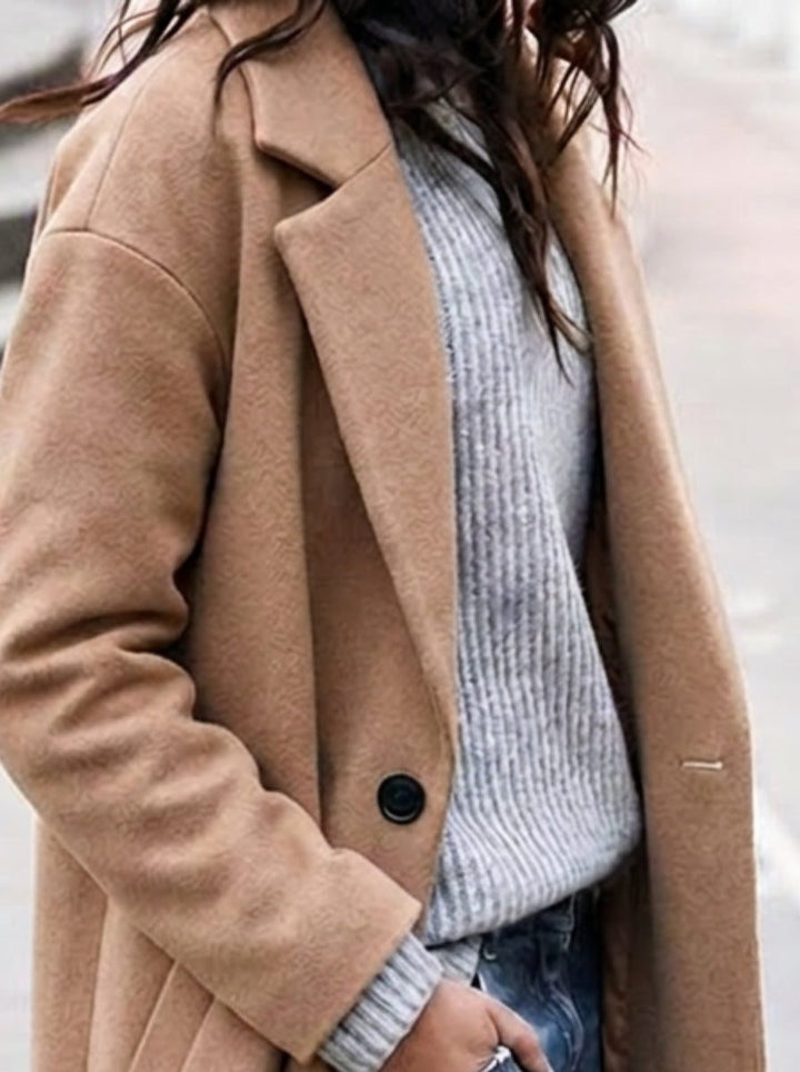 Angelika | Women's Oversized Longline Coat with Lapel Collar