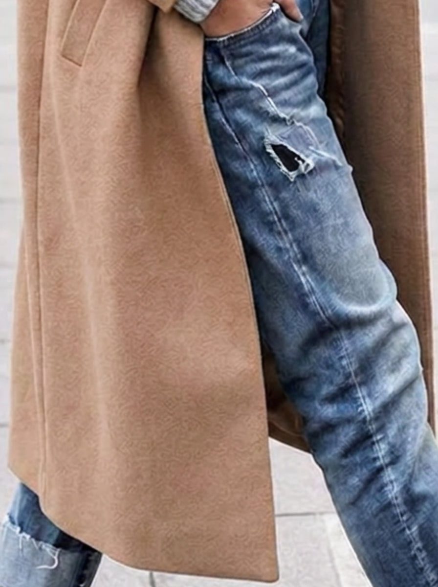 Angelika | Women's Oversized Longline Coat with Lapel Collar