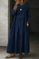Arianne | Women's Denim Maxi Dress with Peter Pan Collar