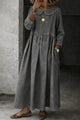 Arianne | Women's Denim Maxi Dress with Peter Pan Collar