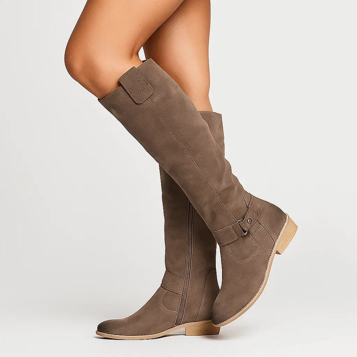 Colette | Knee-High Suede Boots with Block Heel for Women - Lavinem