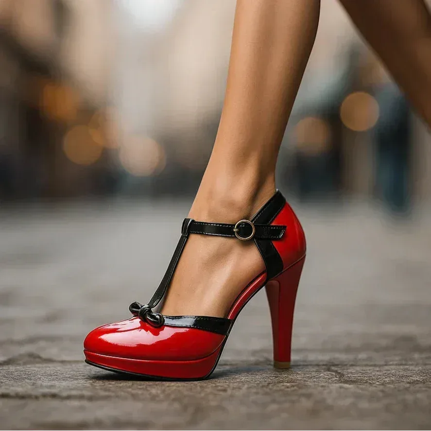 Lauren | Women's Platform T-Strap Mary Jane Heels, image 1