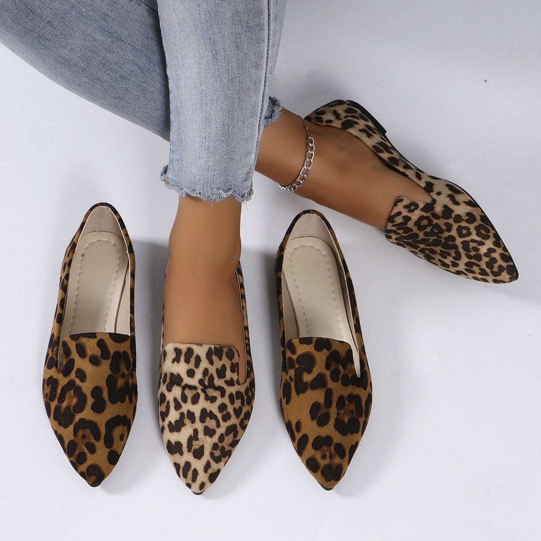 Kitty | Women's Leopard Print Pointed Slip-On Flats