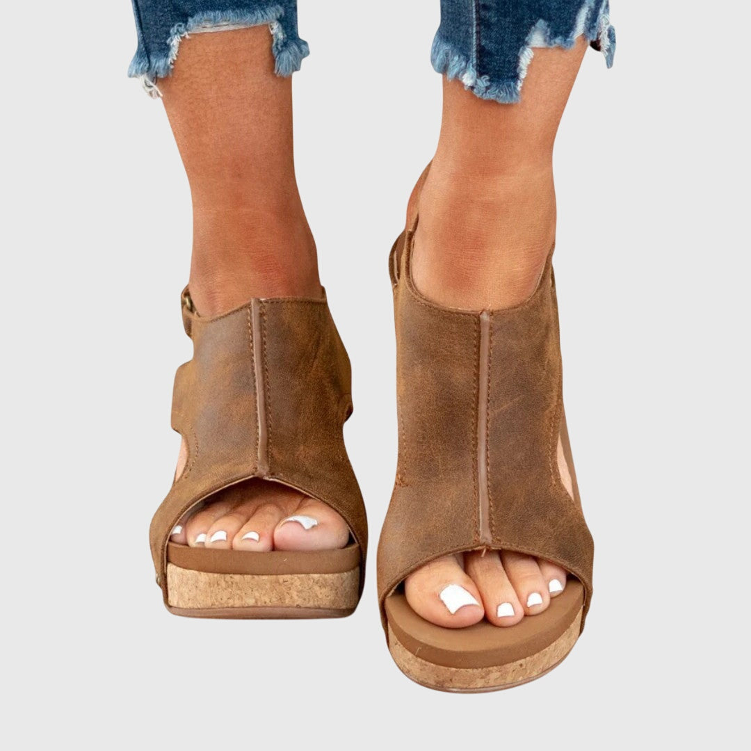 Women's Orthopedic Cushioned Wedge Buckle Sandals for Walking — view 9