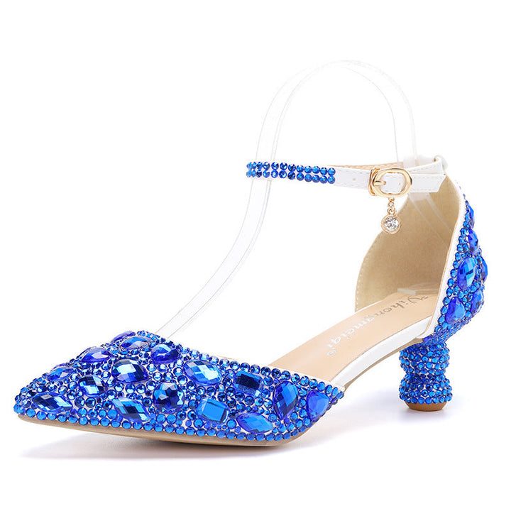 Rosabelle | Women's Rhinestone Pointed-Toe Ankle Strap Pumps