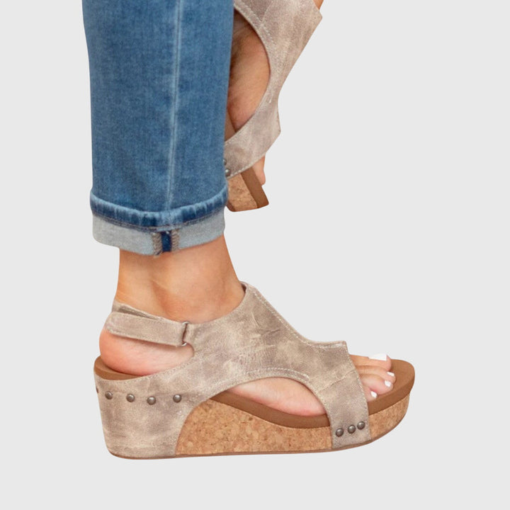Women's Orthopedic Cushioned Wedge Buckle Sandals for Walking — view 4