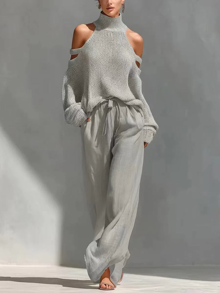 Gertie Cut-Out Shoulder Knit Jumper and Wide Trouser Set - image 2