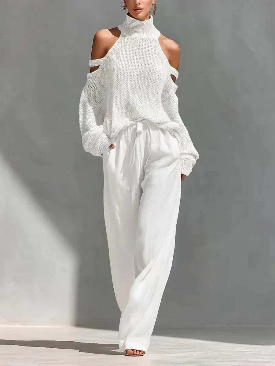 Gertie Cut-Out Shoulder Knit Jumper and Wide Trouser Set - image 3