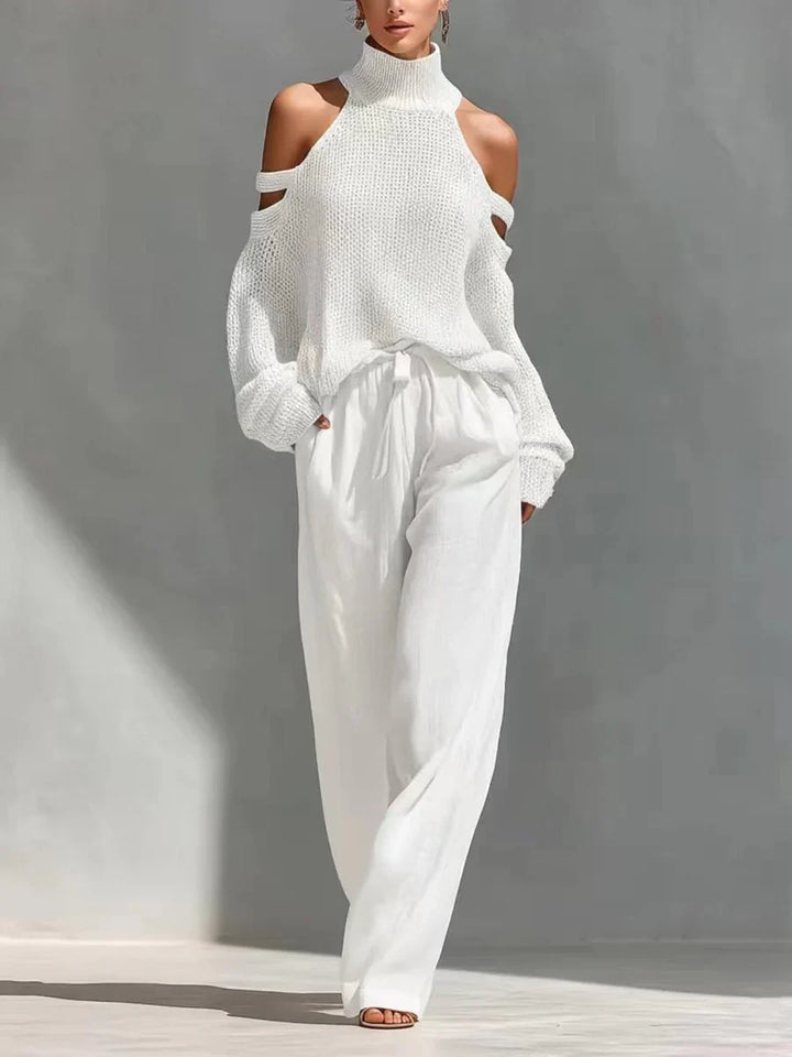 Gertie Cut-Out Shoulder Knit Jumper and Wide Trouser Set - image 3