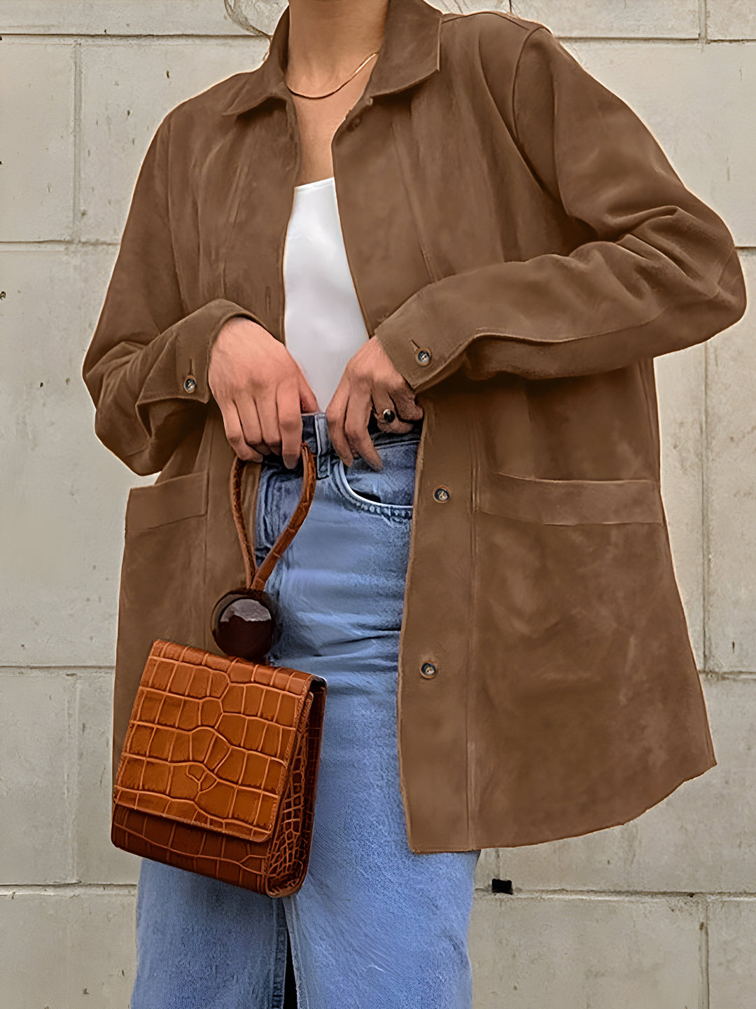 Darcey | Women's Button-Front Oversized Jacket for Cold Weather in Coffee