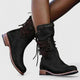 Bernadine | Women's Block Heel Leather Boots with Lace-Up