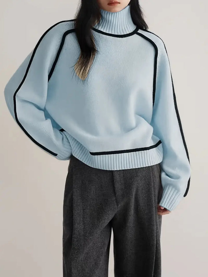 Genevieve | Women's Turtleneck Oversized Roll-Neck Jumper for Fall and Winter in Blue