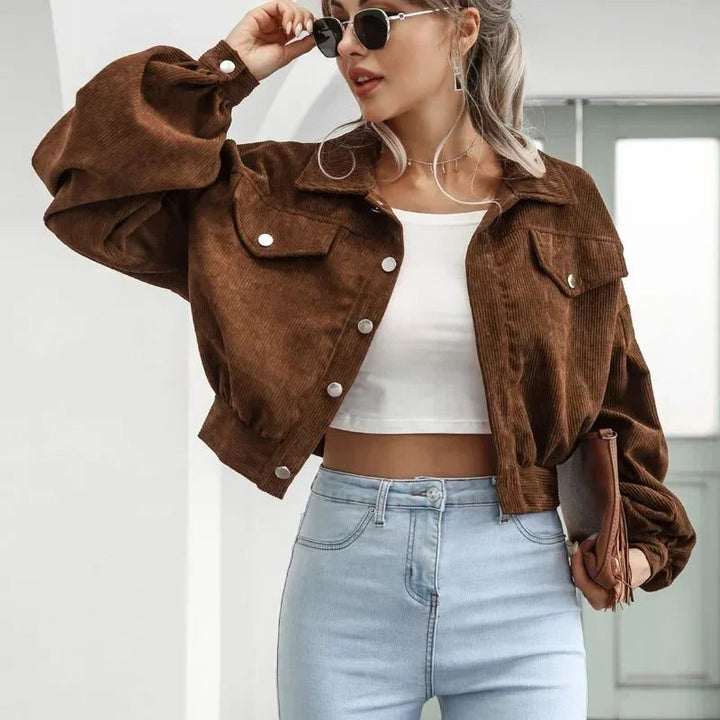 Liesel | Women's Corduroy Cropped Bomber Jacket