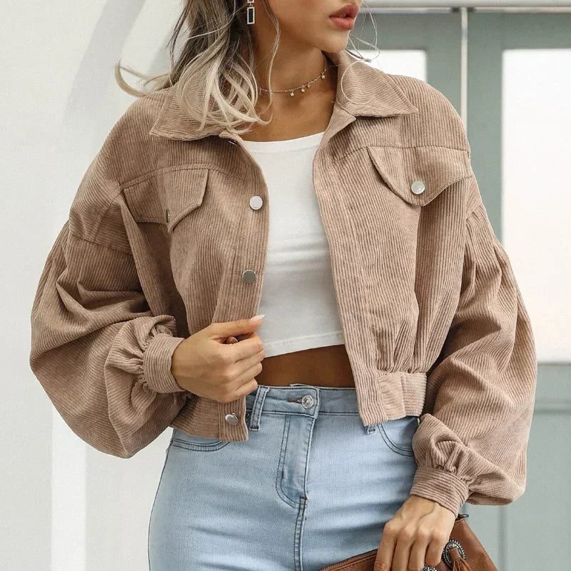 Liesel | Women's Corduroy Cropped Bomber Jacket