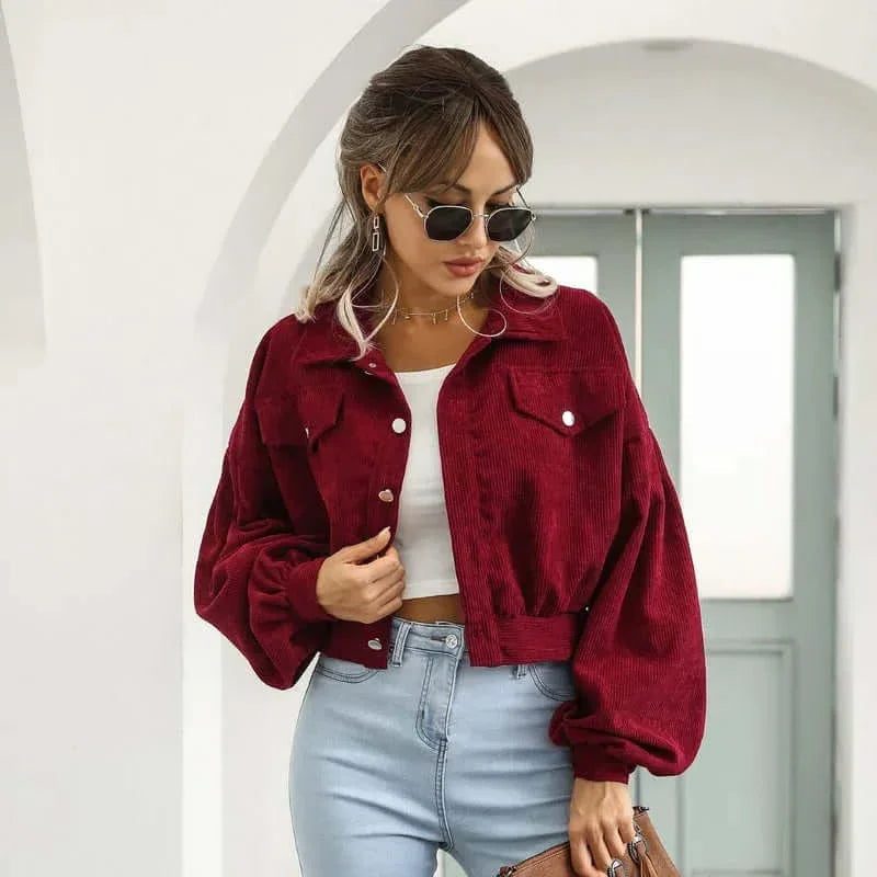 Liesel | Women's Corduroy Cropped Bomber Jacket