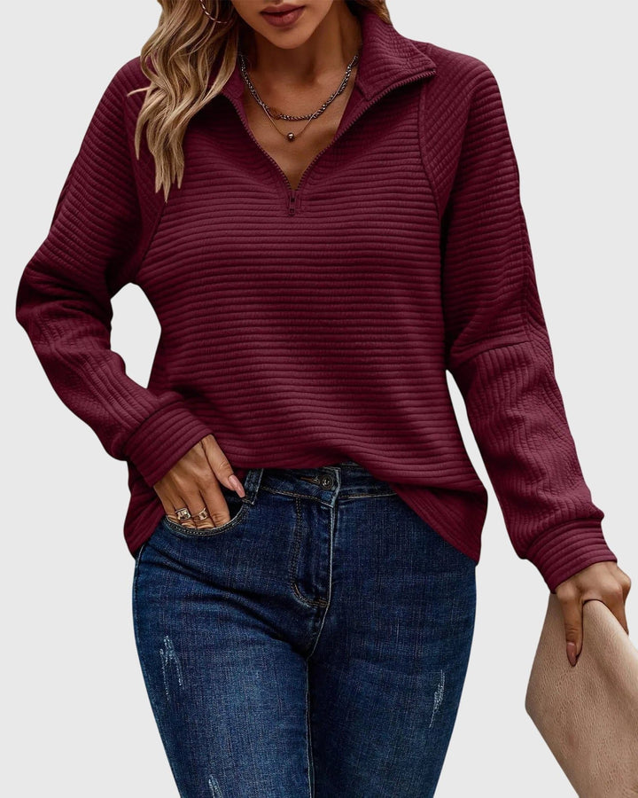 Brunna | Women's Ribbed Knit Half-Zip Sweater