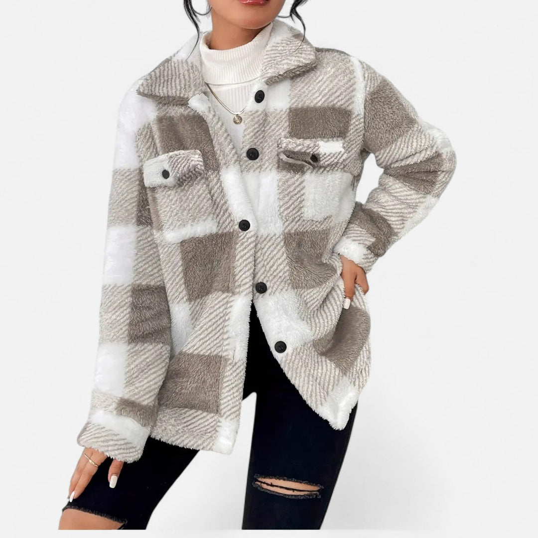 Klementine | Women's Checkered Plush Winter Jacket