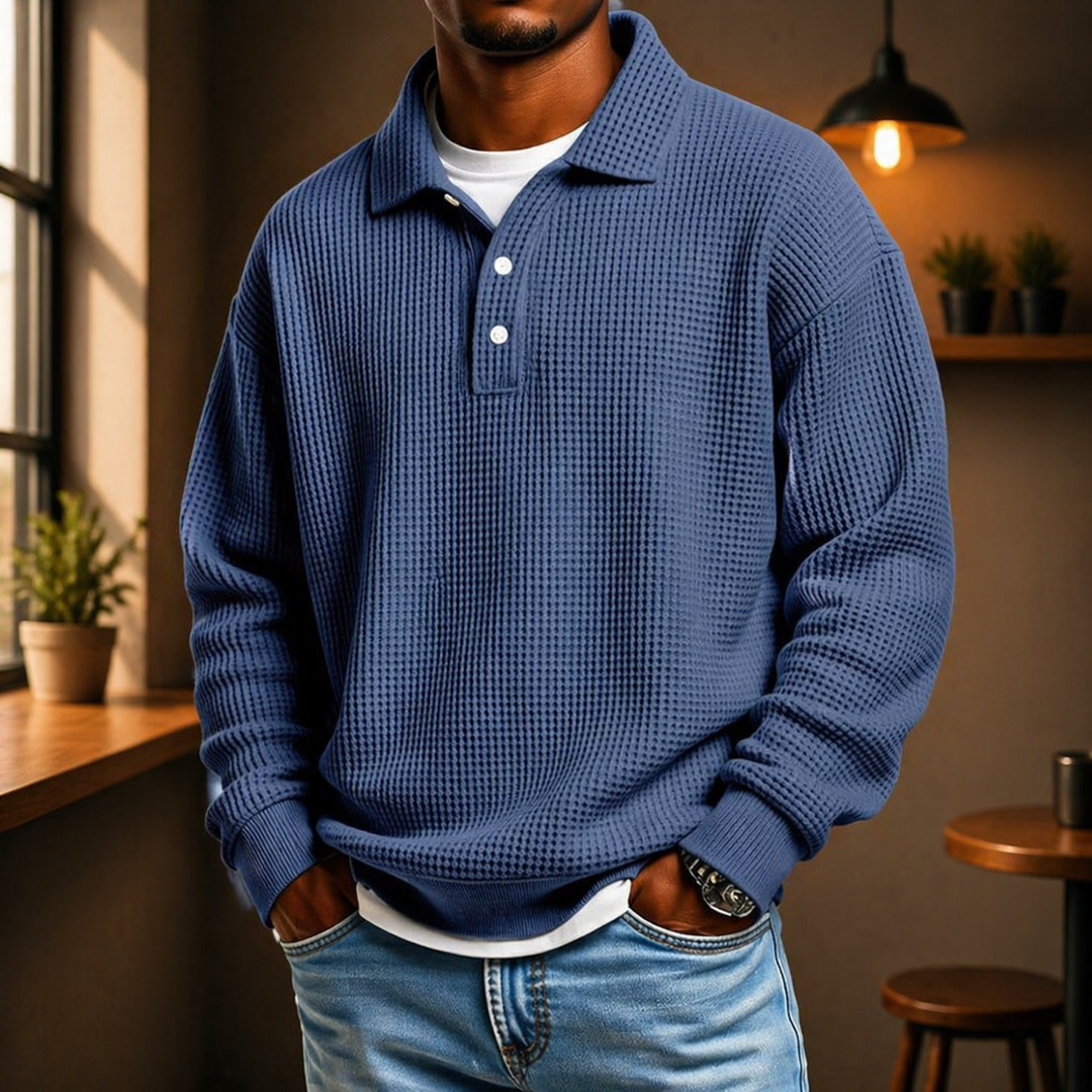 Gavin | Men's Textured Polo Knit Sweater