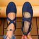 Tilda | Women's Cross-Strap Wedge Comfort Flats