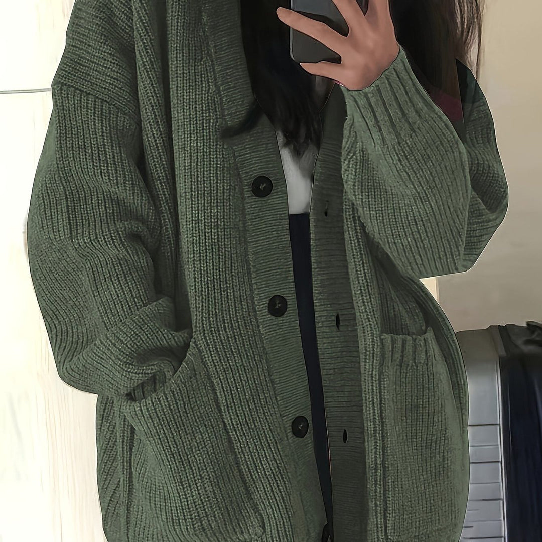 Carla | Women's Chunky Knit Oversized Cardigan with Button-Front