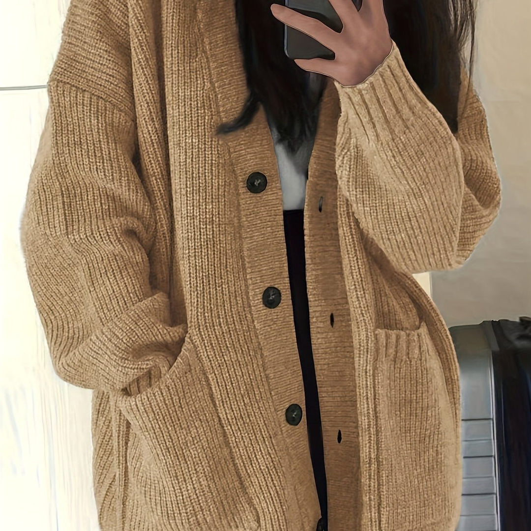 Carla | Women's Chunky Knit Oversized Cardigan with Button-Front