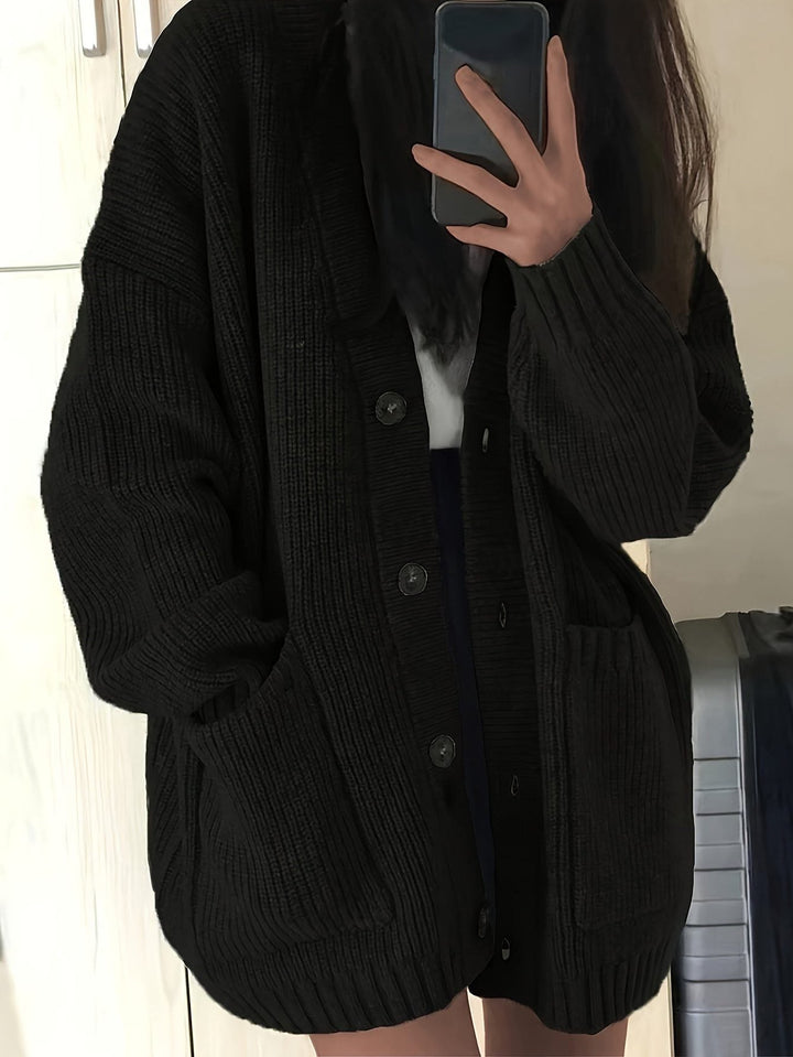 Carla | Women's Chunky Knit Oversized Cardigan with Button-Front