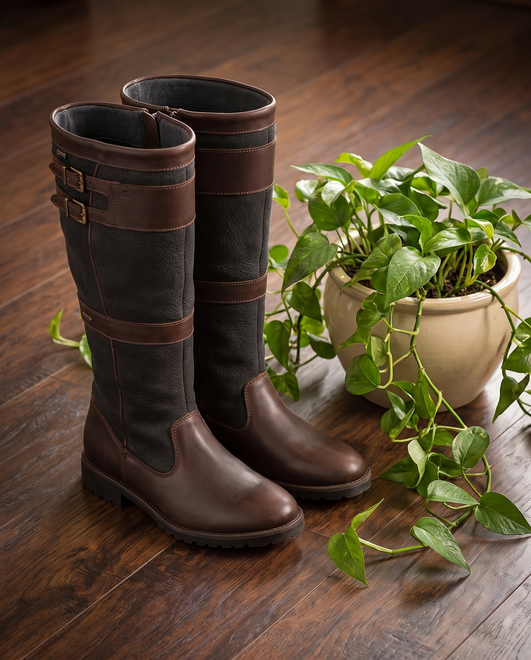 Theodora | Women's Cushioned Buckle Boots for All-Day Wear - material detail