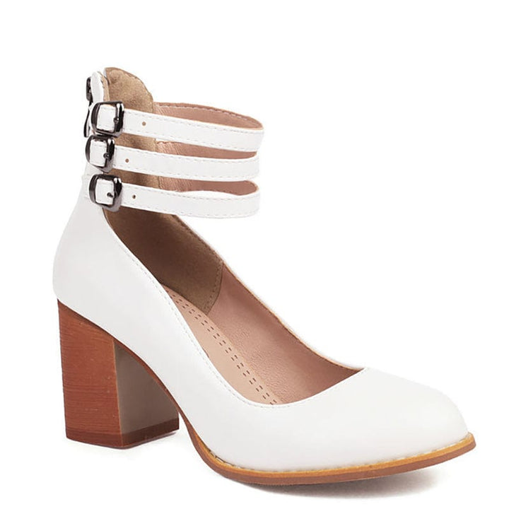 Heulwen | Women's Triple Buckle Block Heel Ankle Boots