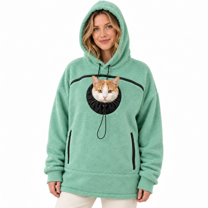 Corvina | Women's Sherpa Pet Carrier Hoodie with Peek-Out Pouch