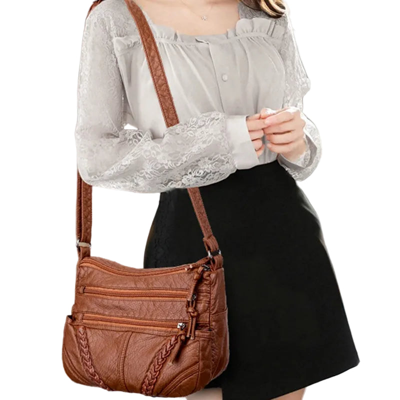 Nanette | Women's Soft Leather Multi-Zip Shoulder Bag