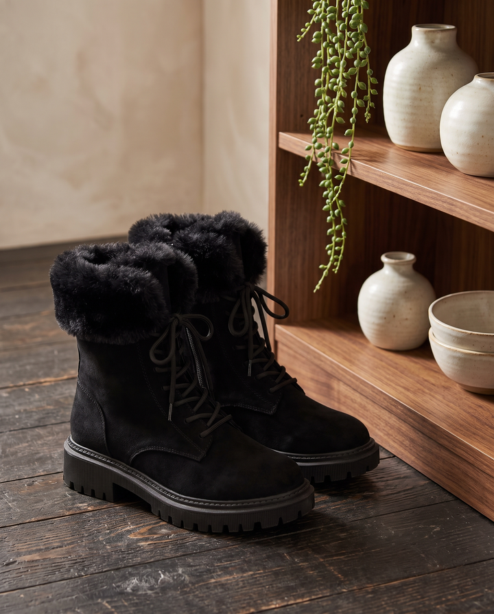 Fleurette | Women's Faux-Fur Collar Snow Boots - styled at home