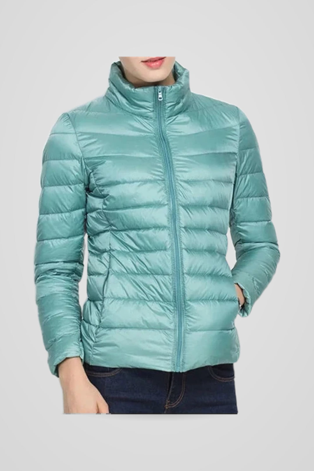 Wilhelmine | Women's Hooded Zip-Front Padded Jacket for Fall and Winter in Green