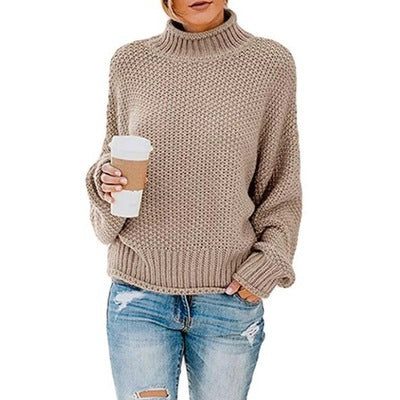 Sonja | Women's Chunky Knit Sweater with Stand Collar and Voluminous Sleeves