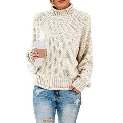 Sonja | Women's Chunky Knit Sweater with Stand Collar and Voluminous Sleeves