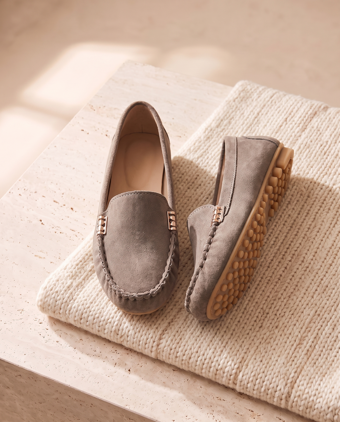 Coralie | Women's Orthopedic Comfort Slip-On Loafers for Commuting in Grey, pair, flat lay