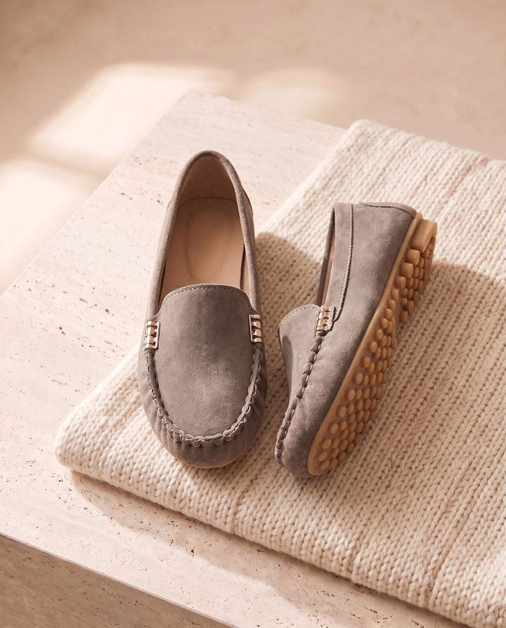 Coralie | Women's Orthopedic Comfort Slip-On Loafers for Commuting in Grey, pair, flat lay