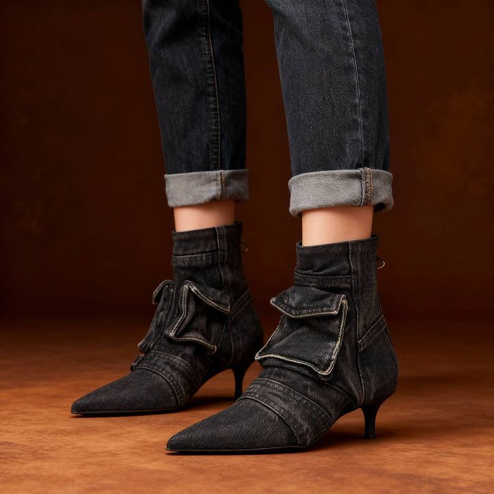 Vanora | Women's Denim Cargo Ankle Boots