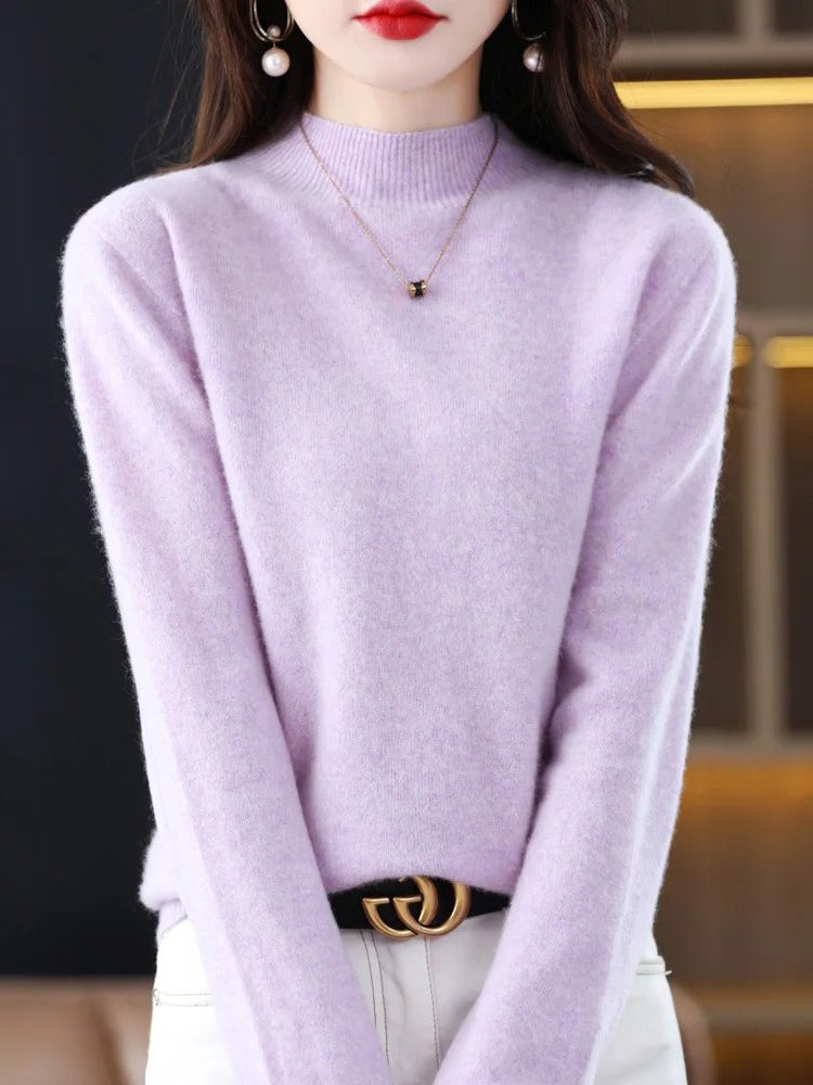 Enrica | Women's Wool Knit Sweater with Crew Neck