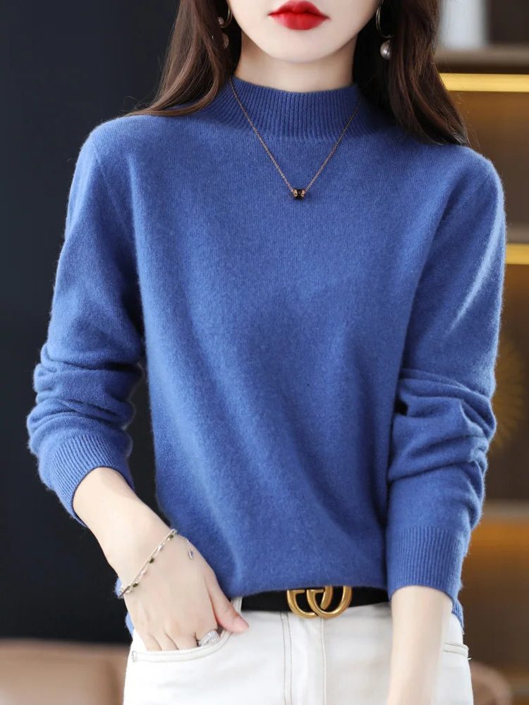 Enrica | Women's Wool Knit Sweater with Crew Neck